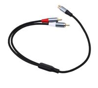 Bewinner Cable Divisor en Y de Estéreo de 1 Hembra a 2 Macho, Adaptador Divisor Dual de 50 Cm con Conectores Chapados en Oro Y OFC para Subwoofer, Cine en Casa, TV, Consola de Juegos