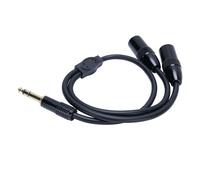 Bewinner Cable Divisor en Y Macho de 6,35 Mm a Doble XLR, Cable Convertidor Audible Estéreo No Balanceado de 0,5 M para Micrófono, Cámara DV, Videocámara - Conector de Metal Chapado en Oro