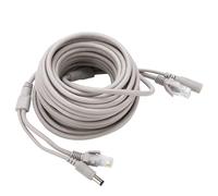 Bewinner Cable Ethernet CCTV de 5M, 10M, 15M, 20M, Cat5e RJ45 + Cable de Extensión de Alimentación CC para NVR de Cámara IP, 10/100Mbps, 2,1x5,5mm Macho a Hembra (10M)