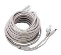 Bewinner Cable Ethernet CCTV de 5M, 10M, 15M, 20M, Cat5e RJ45 + Cable de Extensión de Alimentación CC para NVR de Cámara IP, 10/100Mbps, 2,1x5,5mm Macho a Hembra (15M)
