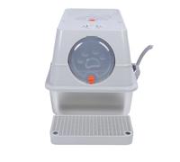 Bewinner Caja de para Gatos Cerrada de Acero Inoxidable, Diseño de Entrada Superior Extra Grande con Lados Altos para Evitar Salpicaduras, Tapa Abatible para una Fácil Limpieza, Gris Claro (Gris