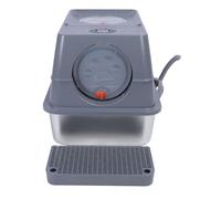 Bewinner Caja de para Gatos Cerrada de Acero Inoxidable, Diseño de Entrada Superior Extra Grande con Lados Altos para Evitar Salpicaduras, Tapa Abatible para una Fácil Limpieza, Gris Claro (Gris