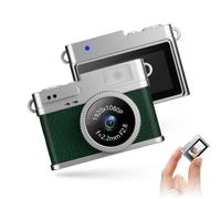 Bewinner Cámara Digital de Bolsillo Mini Vintage Retro 1080p FHD con Luz LED, Portátil y Tarjeta 128GB - Verde