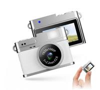 Bewinner Cámara Digital Vintage Mini, Estilo Retro con Vídeo 1080p FHD, Cámara de Bolsillo Compacta con Luz LED y Tarjeta 128GB (Blanco)