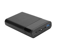 Bewinner Carcasa Portátil para Banco de Energía USB, Caja de Batería de Carga Rápida para Teléfonos Inteligentes, Tabletas, Soporte USB C, Luces LED Micro, Soporte de Batería (Black)