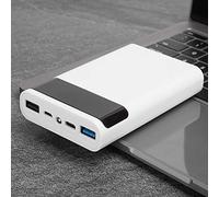 Bewinner Carcasa Portátil para Banco de Energía USB, Caja de Batería de Carga Rápida para Teléfonos Inteligentes, Tabletas, Soporte USB C, Luces LED Micro, Soporte de Batería (White)