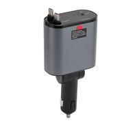 Bewinner Cargador de Coche Retráctil 120W Carga Rápida 4 en 1 con 2 Cables, 2 Puertos USB para 15, Laptop, Switch, PD QC3.0