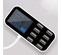 Bewinner Cargador Rápido de Teléfono para Automóvil de 8 Puertos, Adaptador de Carga USB con Pantalla LCD, Accesorio de Carga Directa para Encendedor de Cigarros, 40 W máx., Entrada de 12 V-24 V