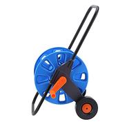 Bewinner Carro de Carrete de Manguera de Jardín Portátil con Ruedas, Organizador de Enrollador de Manguera de Agua de Empuje Manual para Tubo G1/2 de 50 M, Marco de Aluminio Resistente, Estante de