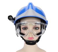 Bewinner Casco de Rescate con Faro, Casco de Seguridad para Extinción de Incendios de Emergencia, Absorción de Impactos de 4 Capas, Tira Reflectante, Ajustable para Trabajadores de Construcción,