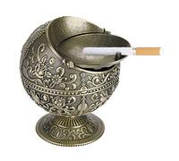 Bewinner Cenicero de Bola Redonda de Bronce Rojo, Caja de Almacenamiento Decorativa con Diseño de Castillo Artesanal de Arte Vintage de Metal, Regalo para Hombres y Mujeres, Hogar, Hotel y Club