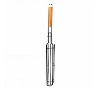 Bewinner Cesta Giratoria para Parrilla Kabob para Cocinar a 360 Grados, a Prueba de Calor, para Mariscos, Carne, Verduras, Barbacoas Al Aire, 19,29x2,17x1,57 Pulgadas (Color de madera natural.)
