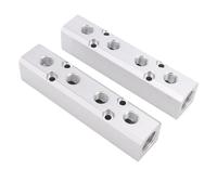 Bewinner Colector de Compresor de Aire de 2 Piezas, Bloque de Distribución de Aire de 4 Vías y 6 Puertos, Salida NPT de 1/4 ", Puerto de Suministro NPT de 1/2", Divisor de Manguera de Línea de de