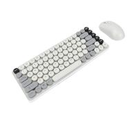 Bewinner Combinación Retro de Teclado y Mouse Inalámbricos |Modo Dual Bluetooth/2.4G, Teclas Redondas Desmontables, Inclinación Ergonómica de 9° para Mac/Android