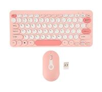 Bewinner Combo de Teclado y Ratón Inalámbricos, Teclado Ergonómico de Tamaño Completo para Ordenador con Reposamuñecas y Ratón Inalámbrico Ajustable de 3 Niveles dpi (Pink)
