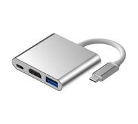 Bewinner Concentrador USB C de 5 Gbps, Adaptador Multipuerto 3 en 1 SuperSpeed USB de 5 Gbps Tipo C con Interfaz Multimedia HD, USB 3.0, Puerto PD de 100 W, Adaptador Divisor USB, Base
