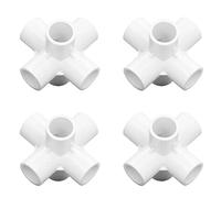 Bewinner Conector de Tubería de PVC, 6 Vías, 25 Mm de Diámetro Interior, Accesorios de Codo de Esquina, Paquete de 10, Acoplamiento de 90 Grados de Plástico Blanco para Tubería de Agua, Muebles,