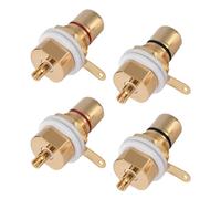 Bewinner Conector Jack de Montaje en Panel Hembra Chapado en Oro, 4 Piezas, Conector de Chasis, Cobre para Amplificador, Tipo de Soldadura, 14,5 Mm, Transmisión de Señal Segura