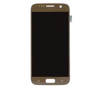 Bewinner Conjunto de Pantalla de Teléfono TFT con Marco para S7 - Negro, Vidrio Resistente a Rayones + Kit de Herramientas de Reparación, Alta Precisión de Color, Pantalla Transparente (Gold)