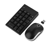 Bewinner Conjunto de Teclado Numérico Inalámbrico y Ratón Óptico 2.4GHz, 22 Teclas, 1200DPI, Plug and Play, Negro, para