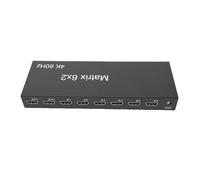 Bewinner Conmutador de Interfaz Multimedia 4K 60Hz 6x2 HD, Divisor de Vídeo sin Interrupciones con Salida óptica SPDIF de 3,5 Mm, Control Remoto para Proyectores de Pantallas Duales (Enchufe de la UE)