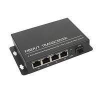 Bewinner Convertidor de Medios Gigabit Ethernet, 1 SFP a 4 RJ45 Convertidor de Medios de Fibra, Conmutador de Fibra Ethernet de Puerto RJ45 para Red 10/100, 120 Km (Enchufe de la UE)