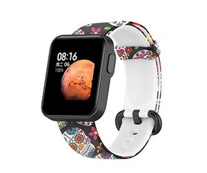 Bewinner Correa de Repuesto, Pulsera de Silicona Compatible con Relojes Inteligentes Mi Watch Lite Watch Lite, Ligera y Transpirable Camuflaje Negro con Estampado (Hueso)