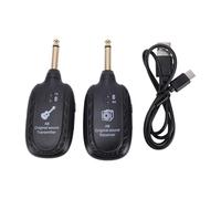 Bewinner de Guitarra Inalámbrico 2.4G, Juego de Transmisor y Receptor de Guitarra Recargable, Latencia Cero Plug and Play para Eléctrica, Versión Floral Rosa (Versión floral negra)