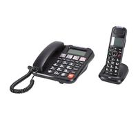 Bewinner de Teléfono Inalámbrico y con Cable con Manos Libres Dúplex Completo, Pantalla Retroiluminada de 3,0 Pulgadas, Identificador de Llamadas, Llamada en Espera (Enchufe de la UE)