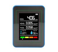 Bewinner Detector de Calidad del Aire 5 en 1 Medidor de CO2 TVOC HCHO Probador de Calidad del Aire Recargable Portátil con Monitor de Temperatura y Humedad, Pantalla LCD a Color, USB Tipo C, Batería
