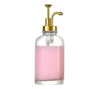 Bewinner Dispensador de Jarabe de café de Vidrio Espesado de 500 Ml, Botella Dispensadora de Transparente con Bomba Dorada, Bomba de Prensa a Prueba de Fugas para Cocina, Baño, Cafetería (Cabezal de