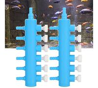 Bewinner Divisor de Aire para Acuario de 2 Piezas, Distribuidor de Tuberías de Aire de 6 Vías y Adaptador de Bomba de Oxígeno, Se Adapta a Tubos de 4 Mm, Accesorios para Peceras de Plástico Blanco