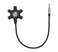 Bewinner Divisor de Auriculares de 5 Vías, Adaptador de Estéreo de 3,5 Mm | 5 Clavijas de Salida, Construcción de PVC y Metal, Cable de 35 Cm, Plug and Play, para Escucha en Grupo, Viajes