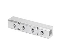 Bewinner Divisor de Conector de Bloque de Distribución de Aire de Colector Neumático de Salida G1/2 de Entrada G1/4, Aluminio 30x30 Mm 4 Posiciones 6 Orificios, 0-0.9Mpa SY30-02-4F para Equipos de