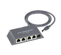 Bewinner Divisor de Gigabit Ethernet 1 a 4, 1 Gbps Divisor de LAN de Alta Velocidad, Adaptador de Ethernet Satelital Múltiple Puertos para Red Externa con Cable