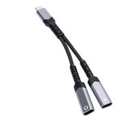 Bewinner Divisor Tipo C 1 Entrada 2 Salidas, Adaptador de Carga y Audio USB C Dual, Dongle de Carga Rápida PD 60 W, Adaptador Tipo a para Auriculares con Cable, Teléfonos