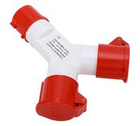 Bewinner Enchufe Industrial con Carcasa Aislada PA66, Diseño de 1 Entrada Y 2 Salidas, Enchufe en Y de 4 Núcleos A Prueba de Explosiones, 380-415 V 16 A, Clasificación IP44 para Uso en Interiores