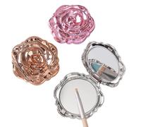 Bewinner Espejo de Bolsillo para Mujer, 3 Piezas, Espejo de Maquillaje Compacto de Viaje de Doble Cara Galvanizado de PP, Plegable Portátil para Bolso, Rosa Dorado Plateado, de Maquillaje Pequeño