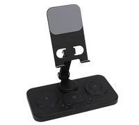 Bewinner Estación de Carga Inalámbrica 6 en 1 |Carga Rápida de 15 W para Dispositivos iOS con Reloj Digital, Luces Ambientales de 6 Colores y Soporte Plegable (Black)