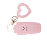 Bewinner Estuche para Lápiz Labial para Mujer con Espejo para Bolso, Llavero de Cuero PU, Organizador de Viaje Portátil, Espejo en Forma de Corazón, Evita Pérdidas (Pink)