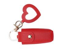 Bewinner Estuche para Lápiz Labial para Mujer con Espejo para Bolso, Llavero de Cuero PU, Organizador de Viaje Portátil, Espejo en Forma de Corazón, Evita Pérdidas (Rojo)