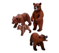 Bewinner Figurines Realistas de Oso Grizzly, Set de 4 Miniaturas de PVC, | Figuras de animales salvajes para la colección de exhibición de la oficina en el hogar, con material de PVC duradero para