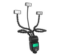 Bewinner Flash Macro de Cámara con 3 Cabezales Ajustables, Luz de Brazo Macro de 5600 K, Sincronización de Alta Velocidad GN58, Control de Brillo de 8 Niveles, Brazos Flexibles de 48 Cm