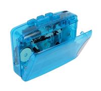 Bewinner Grabador de Casete Portátil con Radio FM, Diseño Retro Transparente, Grabación con un Toque, Conector para Auriculares de 3,5 Mm, USB o con Batería para Reproducción de Cinta (Azul