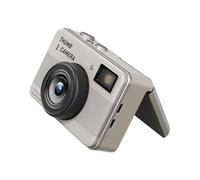 Bewinner Grabadora de Vídeo Pequeña Portátil, Videocámara Digital con Llavero 4K con Pantalla Abatible de 1,47 Pulgadas, Luz LED, Cámara de 68 MP para Viajes, Vlog, Uso Nocturno (Beige)
