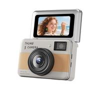 Bewinner Grabadora de Vídeo Pequeña Portátil, Videocámara Digital con Llavero 4K con Pantalla Abatible de 1,47 Pulgadas, Luz LED, Cámara de 68 MP para Viajes, Vlog, Uso Nocturno (Orange)