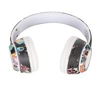 Bewinner Graffiti Bluetooth 5.1 Auriculares Supraaurales para Juegos, Auriculares Inalámbricos Plegables con Luces RGB y Micrófono Incorporado para PC Portátil, Sonido Estéreo para Educación en el