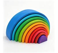 Bewinner Grimms-Bloques Apilables de Madera Coloridos, Juguete de Anidación para Niños, Tiempo de Juego Educativo