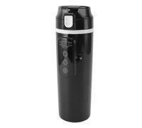 Bewinner Hervidor Eléctrico de Viaje, Taza de café Portátil para Coche de 500ml con Tapa de Acero Inoxidable a Prueba de Fugas para Coche, Camión, Camping, Escuela, Negro