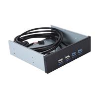Bewinner Hub de Panel Frontal de Bahía de Unidad óptica USB 3.0 y USB 2.0 de 5,25 Pulgadas, 4 Puertos, Conector de 19 Pines y 9 Pines, Accesorio de Caja de Computadora de Metal para Escritorio